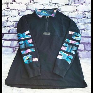 PINK Victoria Secrets black Hawaiian floral long sleeve sweatshirt top